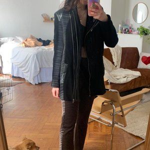 Maje black wool and leather coat, size small